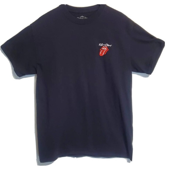Official Rolling Stones T-Shirt Lips Tongue Embroidered Medium Black - Picture 1 of 5